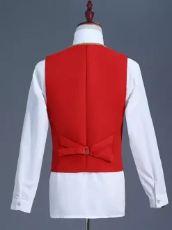 Ensemble vintage noir avec boutons appliqués rétro et motif c艙urs manches longues manteau en polyester costumes rétro pour homme