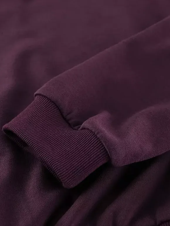 Ensemble athleisure pour femmes actives - Survêtement prune à capuche et fermeture éclair jambes larges - Collection printemps 2026 - Vêtements de yoga et de détente