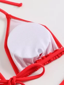 Ensemble bikini dos nu et mini-robe cache-maillot à manches longues et col en U maillot de bain 3 pièces 2026