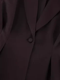 Ensemble blazer péplum marron foncé pour femme - Pantalon large à taille plissée et coupe slim - Tenue de bureau printemps 2026