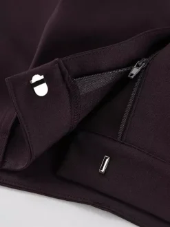 Ensemble blazer péplum marron foncé pour femme - Pantalon large à taille plissée et coupe slim - Tenue de bureau printemps 2026
