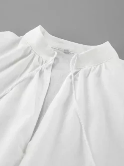 Ensemble chemise oversize en lin rose pastel bleu et blanc taille élastique et short à volants