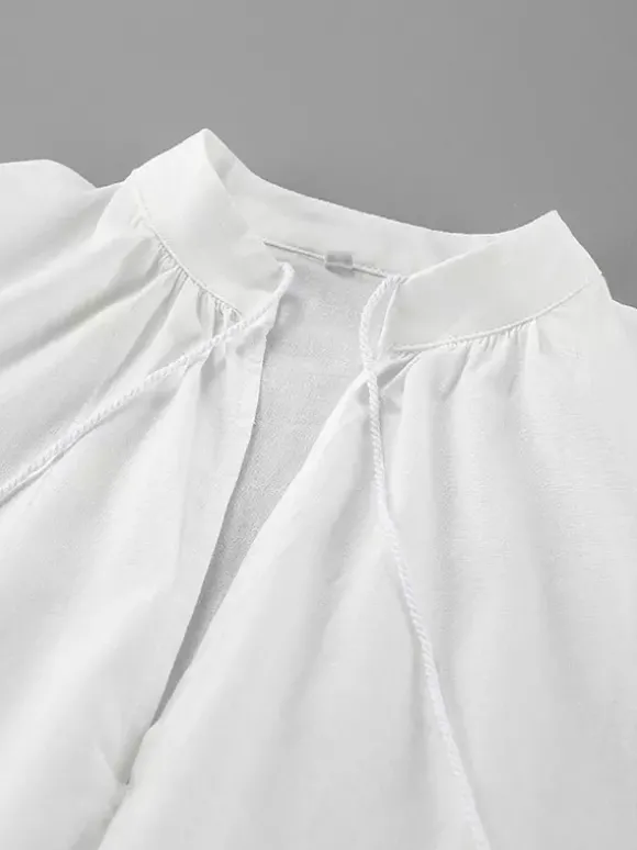 Ensemble chemise oversize en lin rose pastel bleu et blanc taille élastique et short à volants