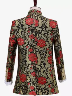 Ensemble Costume Vintage Rétro Imprimé Floral Médiéval Manches Longues Rétro Hommes