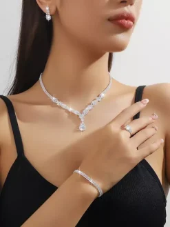Ensemble de bijoux de mariage à la mode diamant en métal Chic