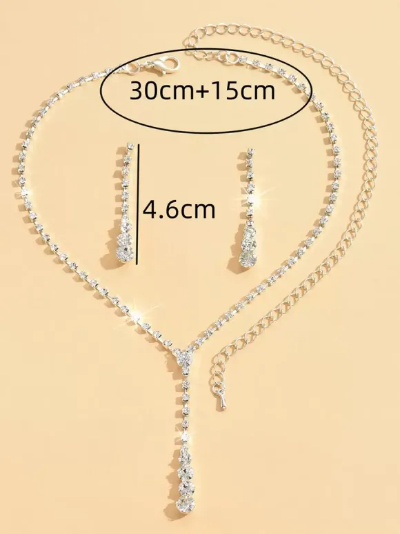 Ensemble de bijoux de mariage pour mariée joli métal zircone cubique