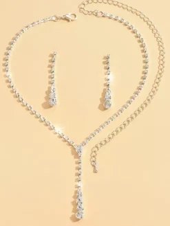 Ensemble de bijoux de mariage pour mariée joli métal zircone cubique