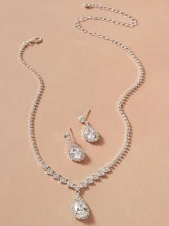 Ensemble de bijoux de mariage collier et boucle d'oreille Cadeau de Saint Valentin