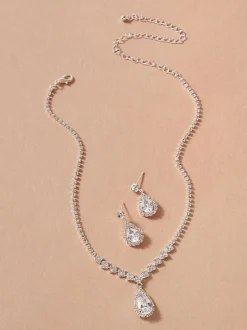 Ensemble de bijoux de mariage collier et boucle d'oreille Cadeau de Saint Valentin