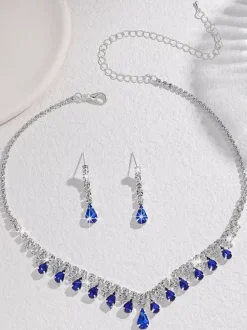 Ensemble de bijoux de mariage tendance avec superbe diamant en métal