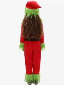 Ensemble de combinaison de noël à ceinture rouge chapeau en Polyester Costumes de vacances de noël bicolores