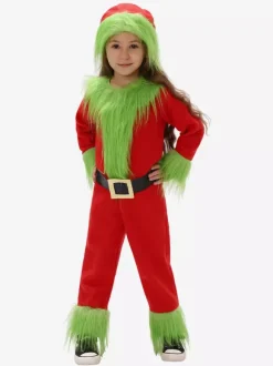 Ensemble de combinaison de noël à ceinture rouge chapeau en Polyester Costumes de vacances de noël bicolores