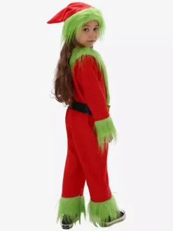 Ensemble de combinaison de noël à ceinture rouge chapeau en Polyester Costumes de vacances de noël bicolores