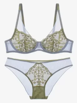 Ensemble De Lingerie Chic Bicolore 2 Pièces En Dentelle Sous-Vêtement