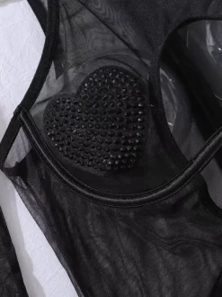Ensemble de lingerie 3 pièces pour femme : chemise noire à lacets imprimé léopard dos nu