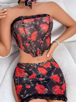Ensemble de lingerie sexy 2 pièces soutien-gorge et culotte pour adulte noir