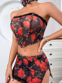 Ensemble de lingerie sexy 2 pièces soutien-gorge et culotte pour adulte noir