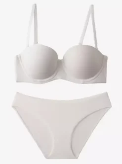 Ensemble de lingerie : soutien-gorge demi-bonnet sans coutures à armatures et culotte taille mi-haute