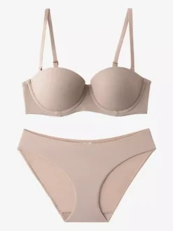 Ensemble de lingerie : soutien-gorge demi-bonnet sans coutures à armatures et culotte taille mi-haute