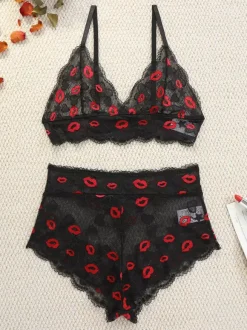Ensemble de lingerie transparente à découpes bicolores sexy noir 2 pièces soutien-gorge et culotte