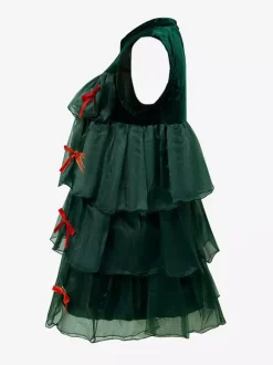 Ensemble de Noël Robe Vert Foncé Accessoire Chapeau Costumes de Vacances de Noël