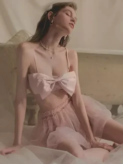 Ensemble de pyjama dos nu rose poudré 2 pièces