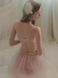 Ensemble de pyjama dos nu rose poudré 2 pièces
