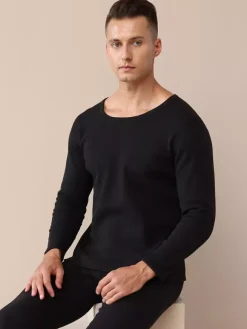 Ensemble de 2 sous-vêtements thermiques chauffants en polaire à col rond pour hommes et couples