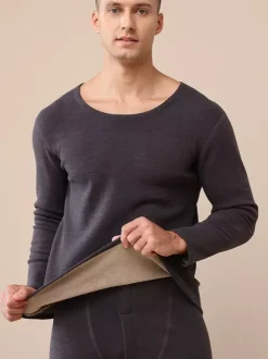 Ensemble de 2 sous-vêtements thermiques chauffants en polaire à col rond pour hommes et couples