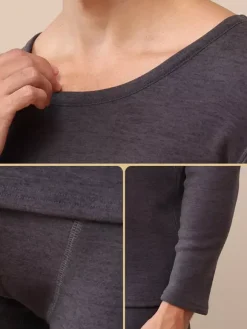 Ensemble de 2 sous-vêtements thermiques chauffants en polaire à col rond pour hommes et couples