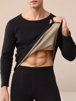 Ensemble de 2 sous-vêtements thermiques chauffants en polaire à col rond pour hommes et couples