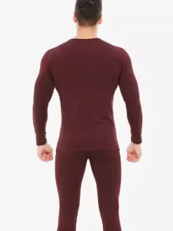 Ensemble de sous-vêtements unisexe doublé polaire coupe ajustée col en V haut et bas sans coutures.