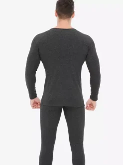 Ensemble de sous-vêtements unisexe doublé polaire coupe ajustée col en V haut et bas sans coutures.