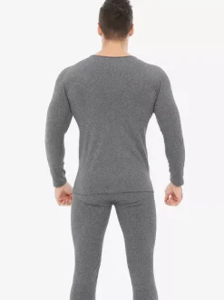 Ensemble de sous-vêtements unisexe doublé polaire coupe ajustée col en V haut et bas sans coutures.