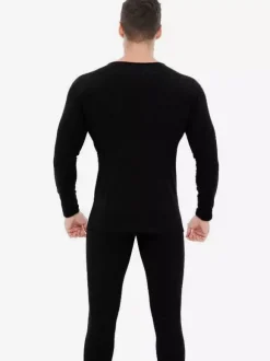 Ensemble de sous-vêtements unisexe doublé polaire coupe ajustée col en V haut et bas sans coutures.