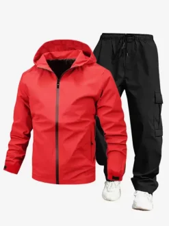 Ensemble De Sport À Capuche Pantalon Noir Football Entraînement Confortable