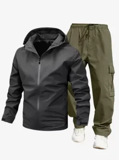 Ensemble De Sport À Capuche Pantalon Noir Football Entraînement Confortable