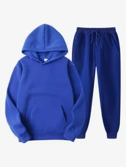 Ensemble De Sport À Capuche Pantalon Noir Football Entraînement Confortable
