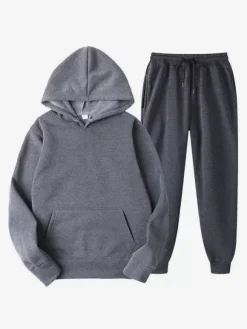 Ensemble De Sport À Capuche Pantalon Noir Football Entraînement Confortable