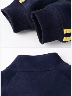 Ensemble de survêtement 2 pièces pour homme col montant manches longues sweat-shirt rayé et pantalon