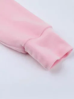Ensemble de survêtement rose pour femme deux pièces : sweat à capuche court zippé tendance et pantalon droit - Vêtement d'intérieur printemps 2026 en velours style années 2000