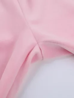 Ensemble de survêtement rose pour femme deux pièces : sweat à capuche court zippé tendance et pantalon droit - Vêtement d'intérieur printemps 2026 en velours style années 2000
