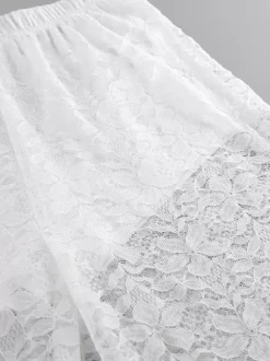 Ensemble deux pièces blanc chic décontracté au quotidien bretelles en dentelle pantalon sans manches