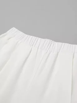 Ensemble deux pièces blanc de soirée en coton à bretelles sans manches pantalon décontracté