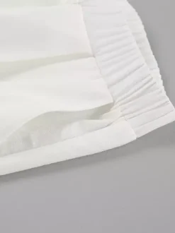 Ensemble deux pièces blanc de soirée en coton à bretelles sans manches pantalon décontracté