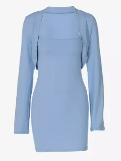 Ensemble deux pièces bleu sexy streetwear mini-jupe et haut