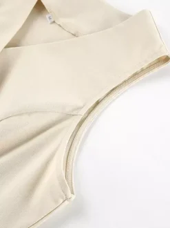 Ensemble deux pièces d'été pour femme haut asymétrique et pantalon droit 2026
