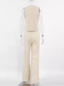 Ensemble deux pièces d'été pour femme haut asymétrique et pantalon droit 2026
