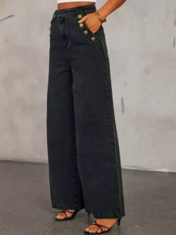 Ensemble deux pièces en denim gilet boutonné et jean droit tenue d'été pour femme 2026
