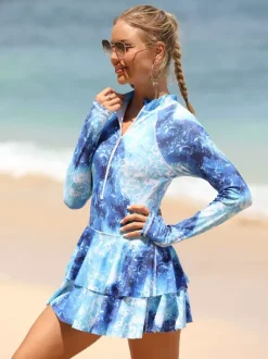 Ensemble deux pièces à jupe et manches longues anti-UV